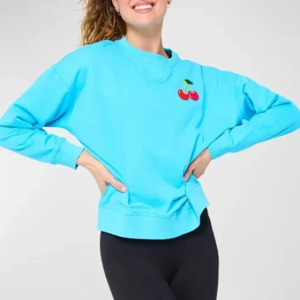 Terez Cherry Crewneck Cotton Pullover Sweatshirt M